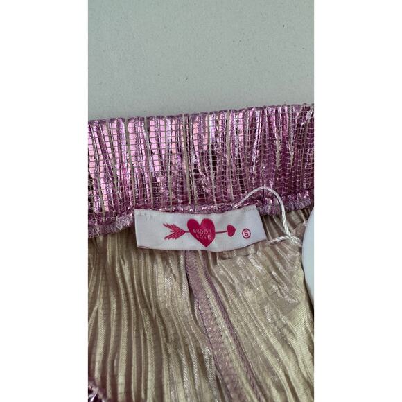 Buddy Love Veronica Textured Shorts Outfit Set Pink Metallic Womens Small New - Picture 9 of 14